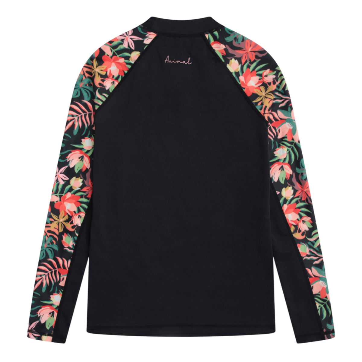 Black - Back - Animal Womens-Ladies Lillie Printed Panelled Rash Top