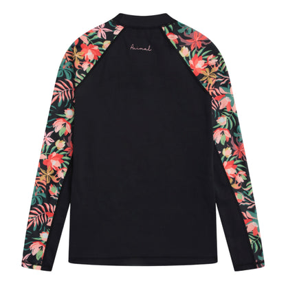 Black - Back - Animal Womens-Ladies Lillie Printed Panelled Rash Top