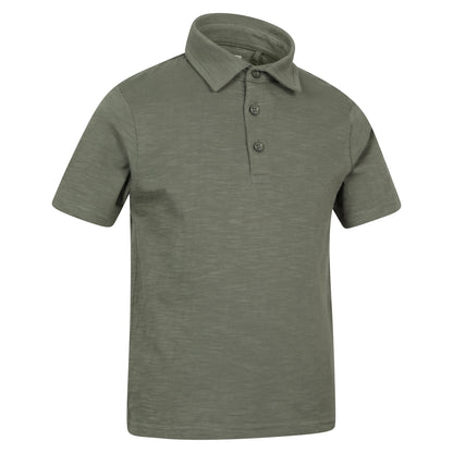 Green - Side - Mountain Warehouse Childrens-Kids Slub Polo Shirt
