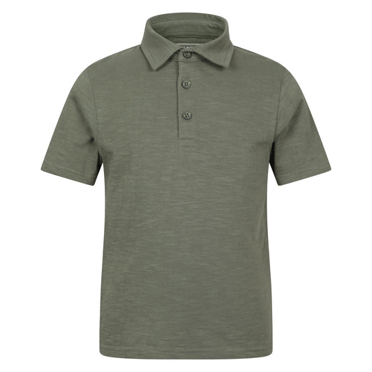 Green - Front - Mountain Warehouse Childrens-Kids Slub Polo Shirt