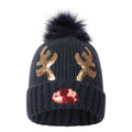 Dark Blue - Front - Mountain Warehouse Womens-Ladies Reindeer Sequins Beanie