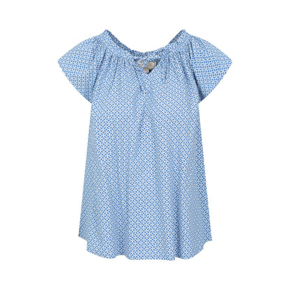 Blue - Front - Mountain Warehouse Womens-Ladies Printed Flutter Blouse