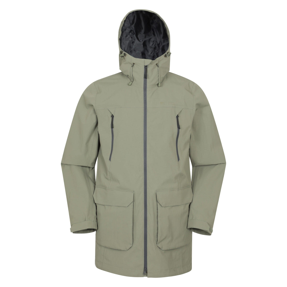 Pale Green - Front - Mountain Warehouse Mens Hastings Long Waterproof Jacket