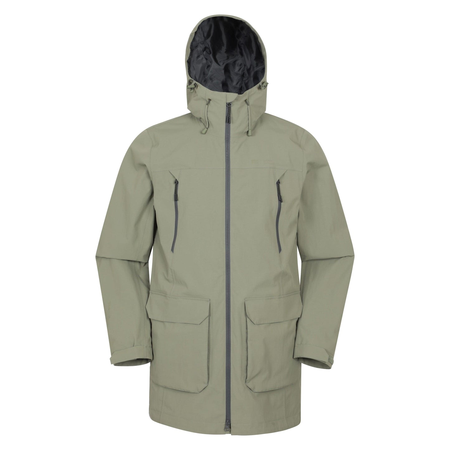 Pale Green - Front - Mountain Warehouse Mens Hastings Long Waterproof Jacket