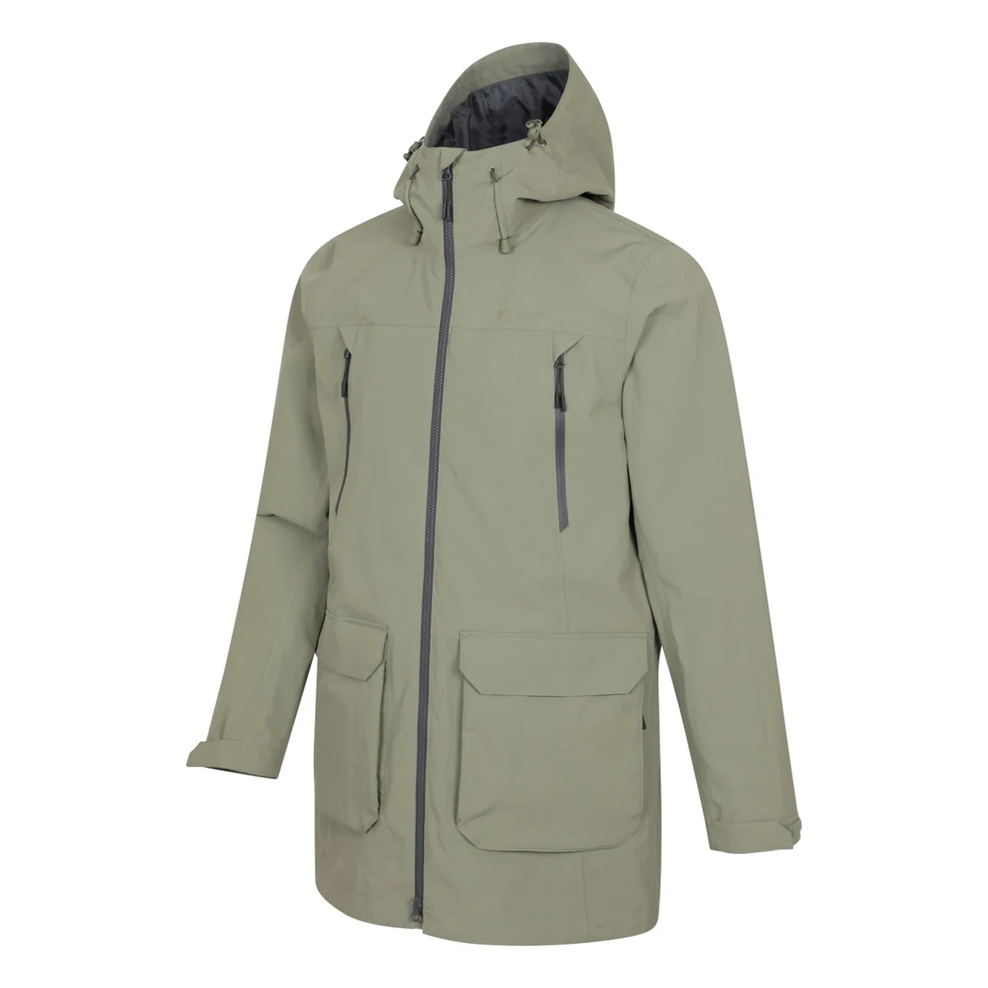 Pale Green - Side - Mountain Warehouse Mens Hastings Long Waterproof Jacket
