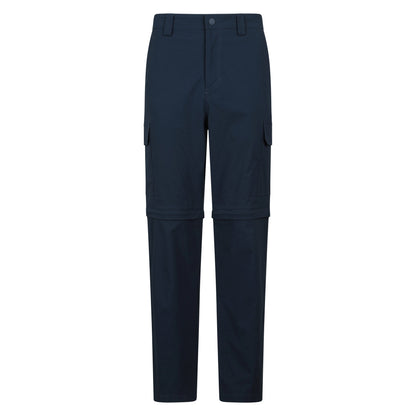 Navy - Front - Mountain Warehouse Mens Delta Stretch Zip-Off Regular Cargo Trousers