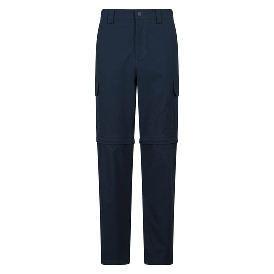 Navy - Front - Mountain Warehouse Mens Delta Stretch Zip-Off Regular Cargo Trousers