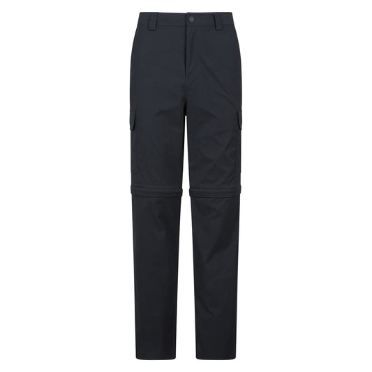 Black - Front - Mountain Warehouse Mens Delta Stretch Zip-Off Regular Cargo Trousers