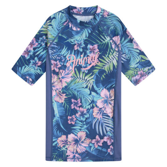 Purple - Front - Animal Childrens-Kids Daisy Rash Top