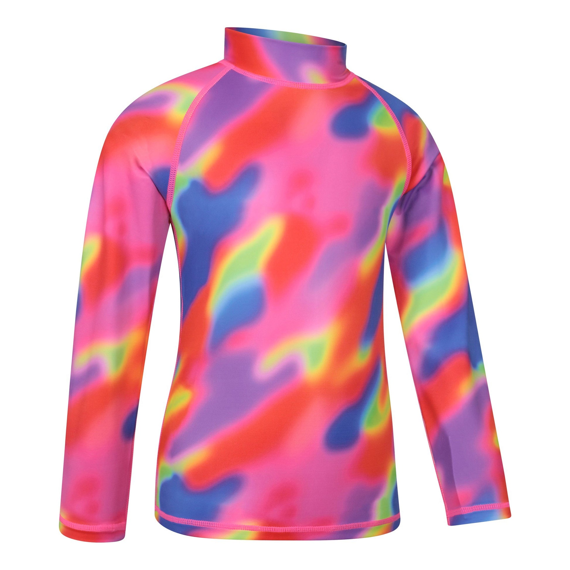 Bright Orange - Side - Mountain Warehouse Childrens-Kids Abstract Long-Sleeved Rash Top