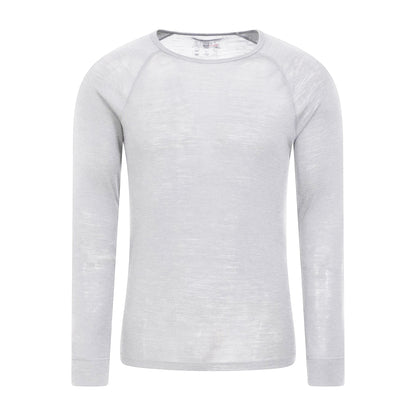 White - Front - Mountain Warehouse Mens Merino Wool Thermal Top