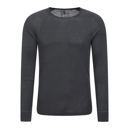 Dark Grey - Front - Mountain Warehouse Mens Merino Wool Thermal Top