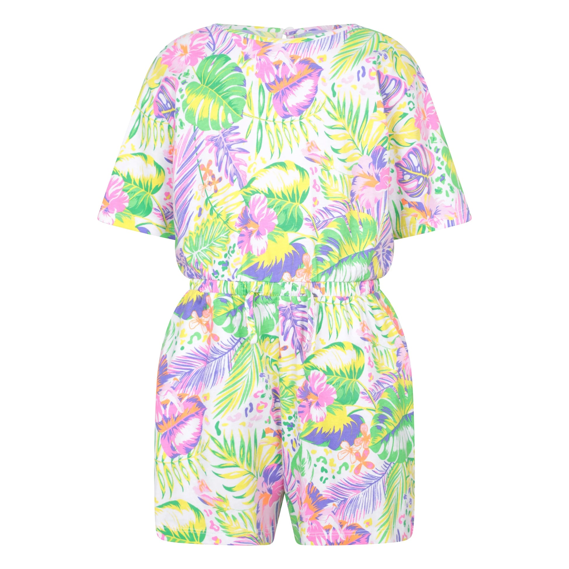 Coral - Front - Mountain Warehouse Childrens-Kids Poppy Leaf Print Playsuit