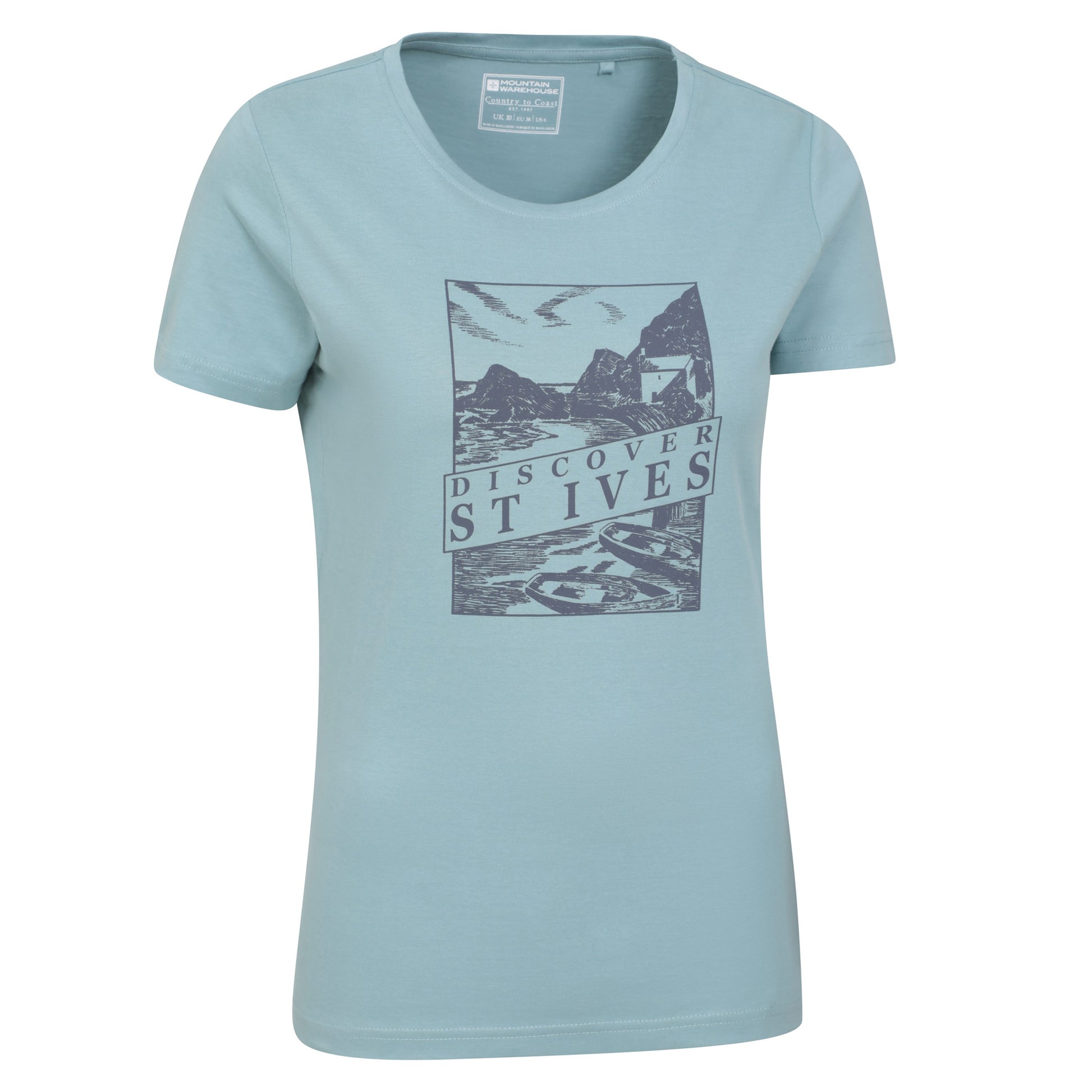 Blue - Side - Mountain Warehouse Womens-Ladies Discover St Ives Printed T-Shirt
