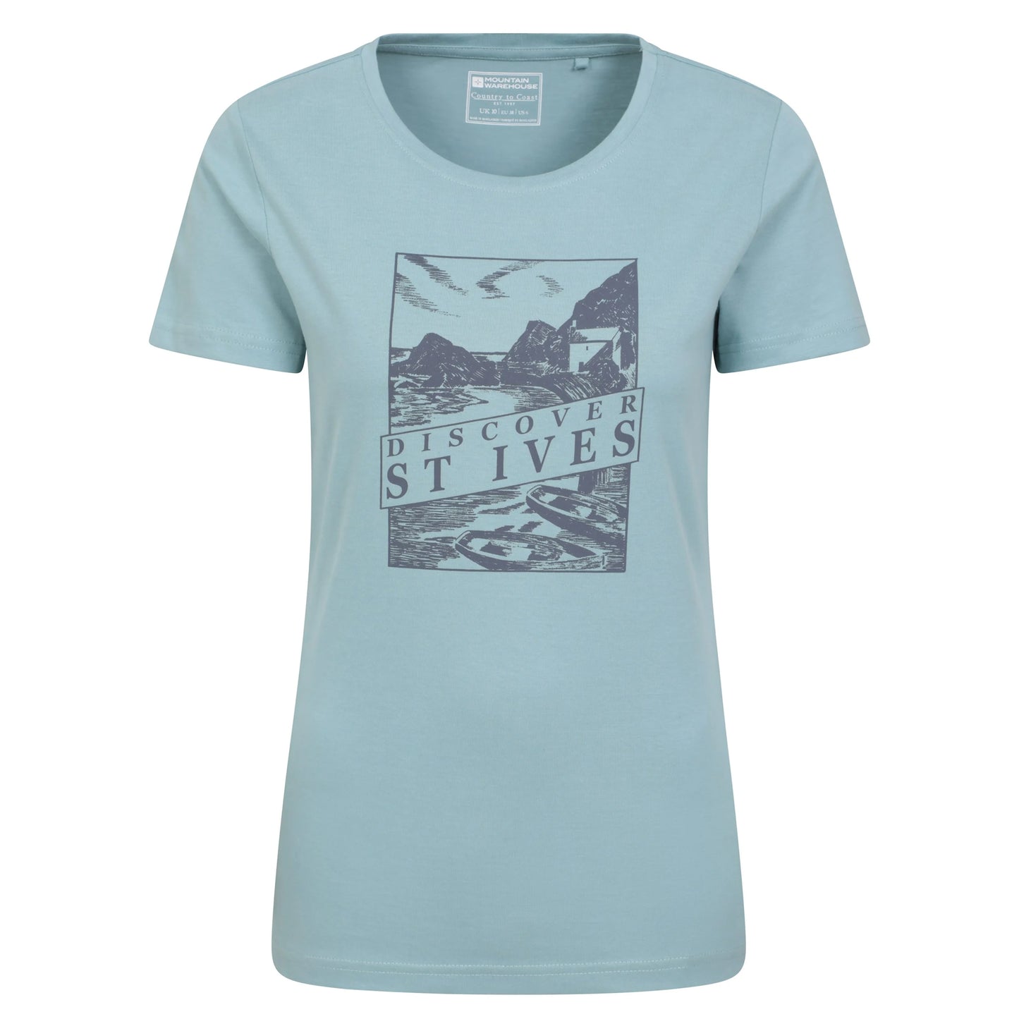 Blue - Front - Mountain Warehouse Womens-Ladies Discover St Ives Printed T-Shirt