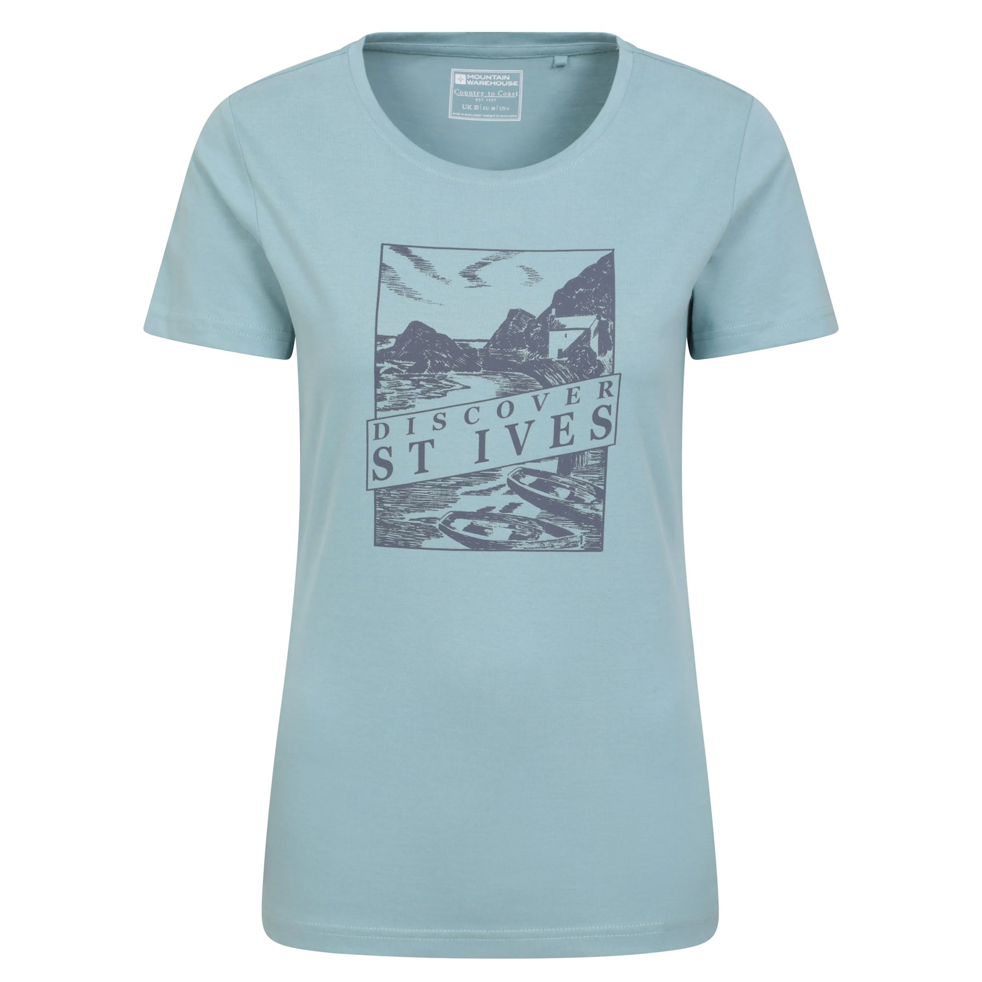 Blue - Front - Mountain Warehouse Womens-Ladies Discover St Ives Printed T-Shirt
