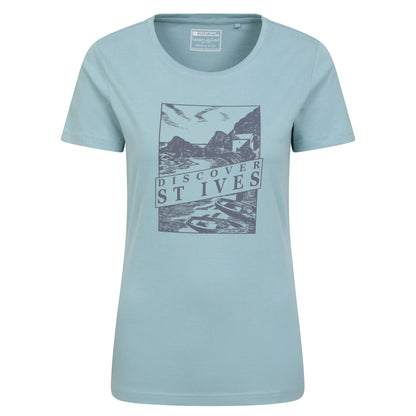 Blue - Front - Mountain Warehouse Womens-Ladies Discover St Ives Printed T-Shirt