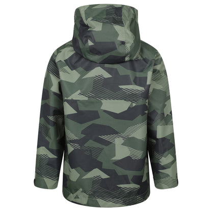 Khaki Green - Back - Mountain Warehouse Childrens-Kids Ravine Printed Lightweight Waterproof Jacket