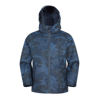 Dark Blue - Front - Mountain Warehouse Childrens-Kids Ravine Printed Lightweight Waterproof Jacket