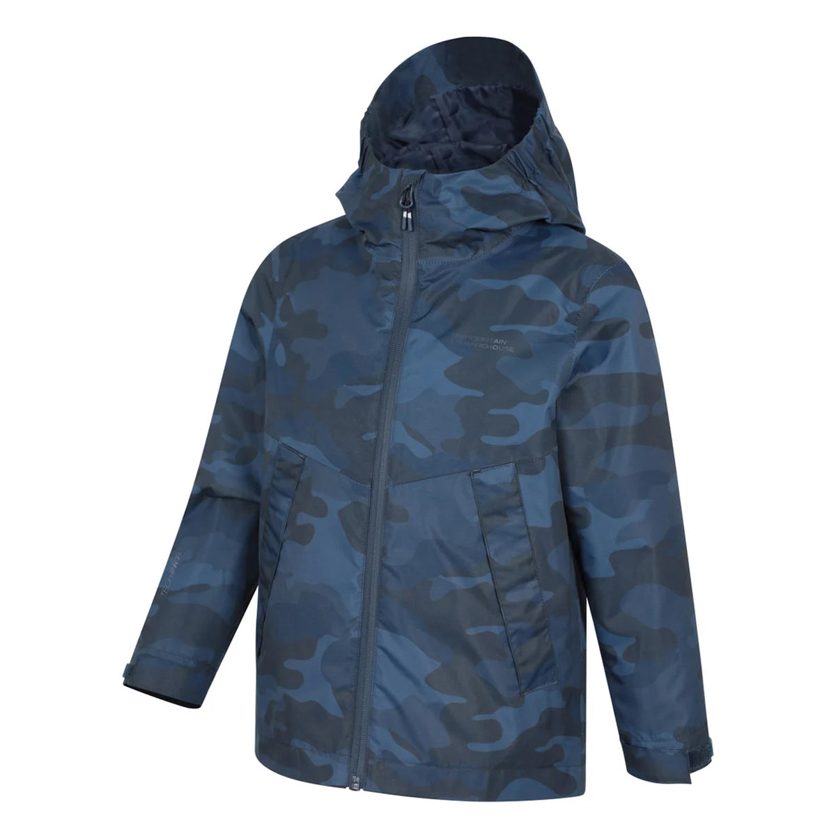 Dark Blue - Side - Mountain Warehouse Childrens-Kids Ravine Printed Lightweight Waterproof Jacket