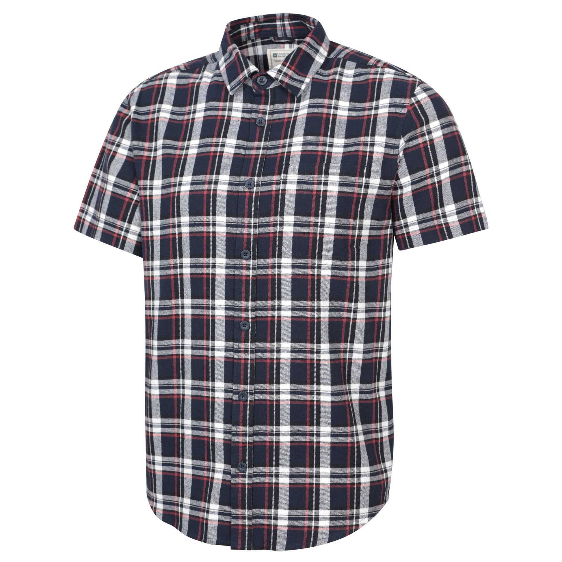 Blue - Side - Mountain Warehouse Mens Trace Flannel Short-Sleeved Shirt