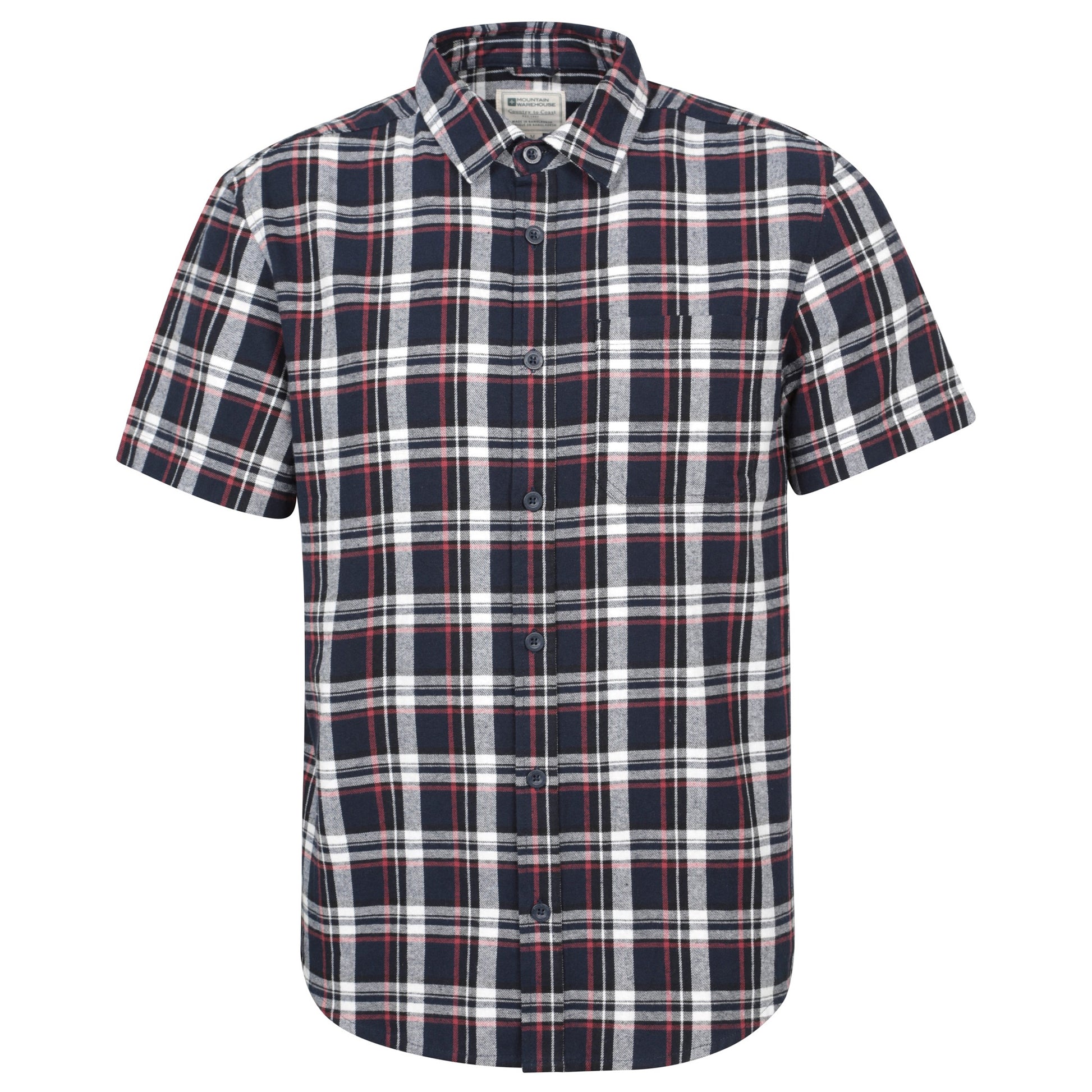Blue - Front - Mountain Warehouse Mens Trace Flannel Short-Sleeved Shirt