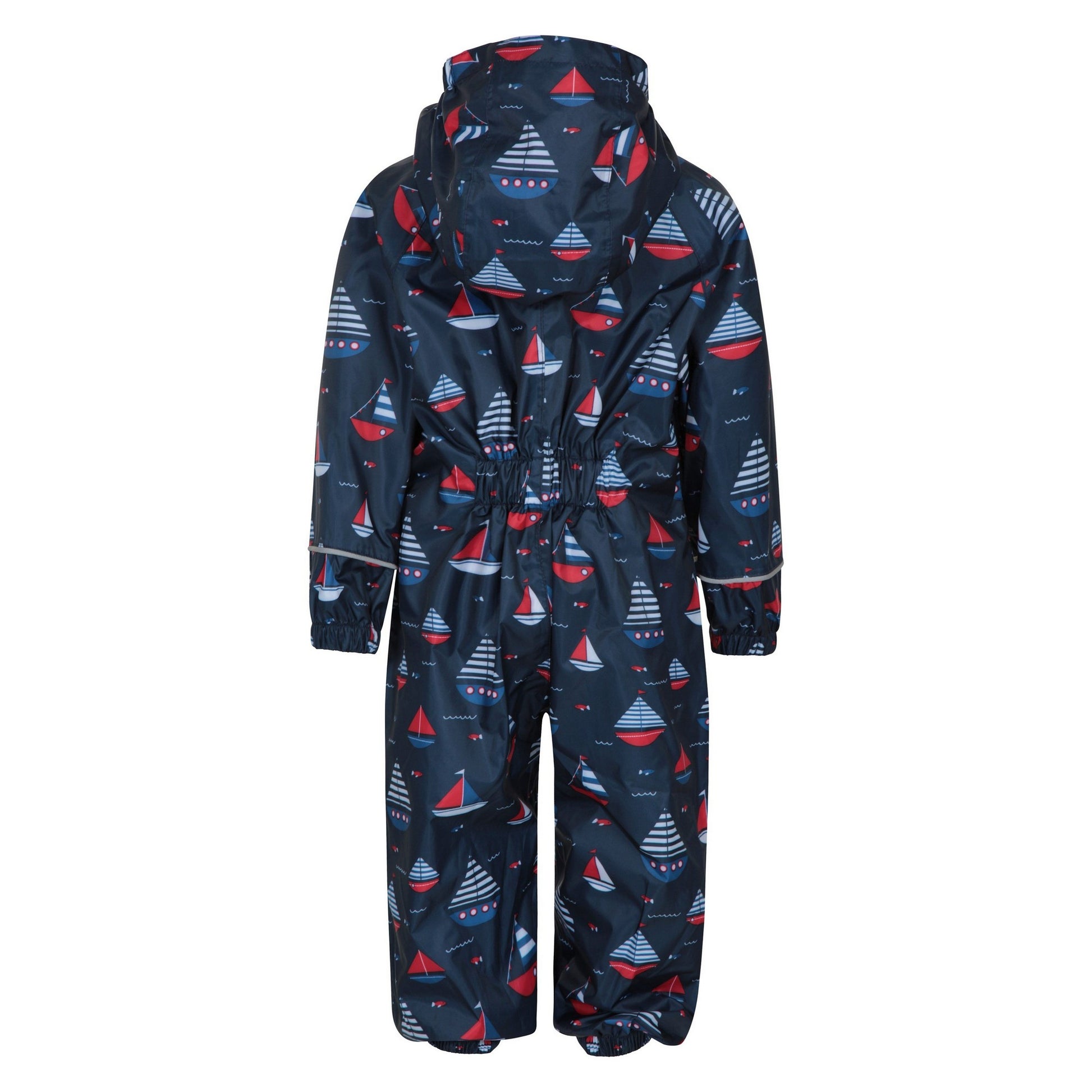Navy - Back - Mountain Warehouse Childrens-Kids Puddle Printed Waterproof Rain Suit