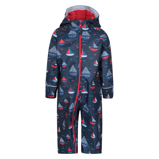 Navy - Front - Mountain Warehouse Childrens-Kids Puddle Printed Waterproof Rain Suit