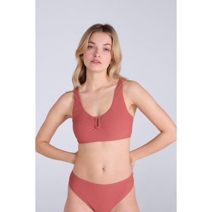 Burgundy - Front - Animal Womens-Ladies Florence Ribbed Bikini Top