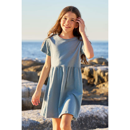 Light Blue - Front - Mountain Warehouse Girls Izzy Broderie Sleeve Dress