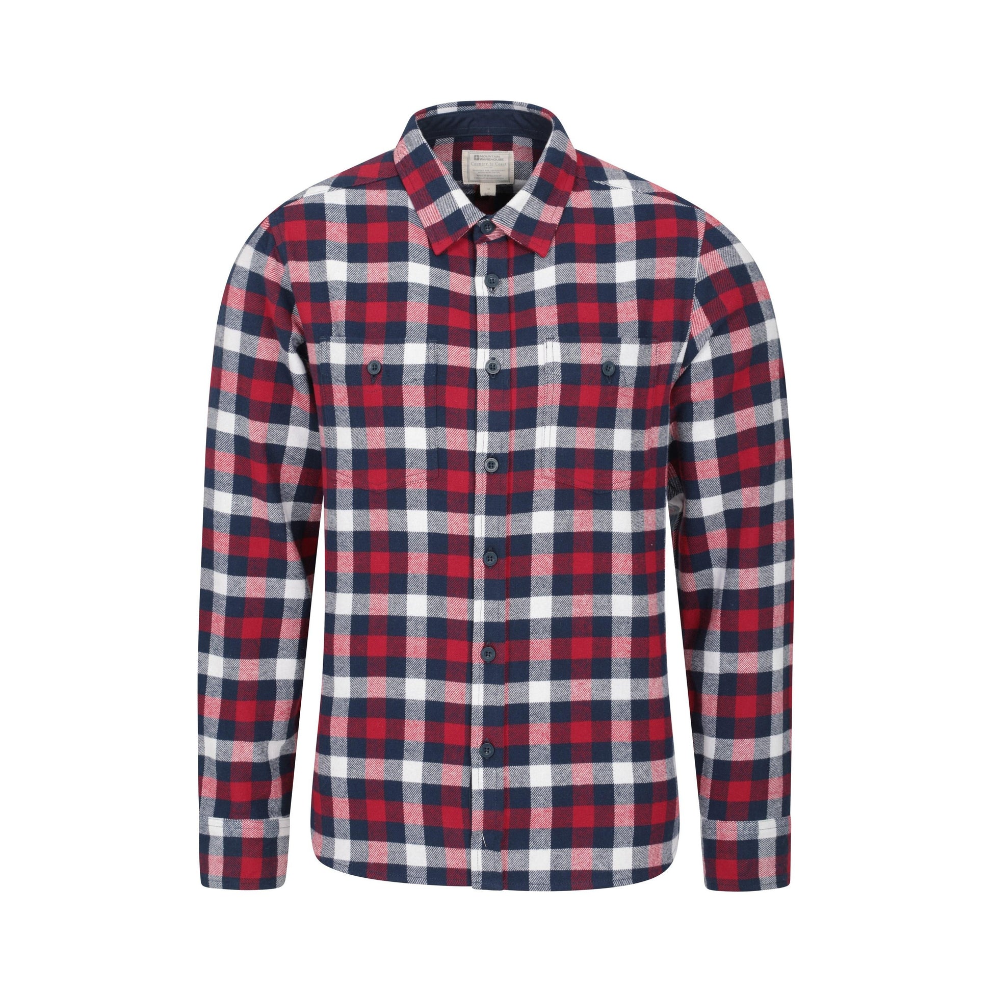 Dark Red - Front - Mountain Warehouse Mens Lumberjack Flannel Long-Sleeved Shirt