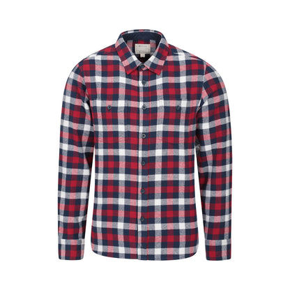 Dark Red - Front - Mountain Warehouse Mens Lumberjack Flannel Long-Sleeved Shirt