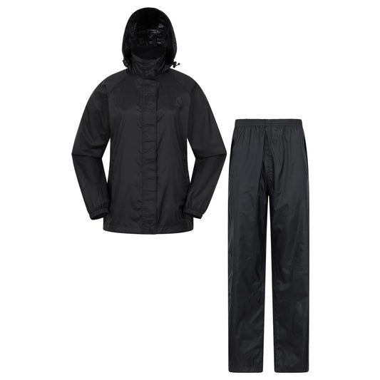 Black - Front - Mountain Warehouse Womens-Ladies Pakka Jacket and Trousers Set
