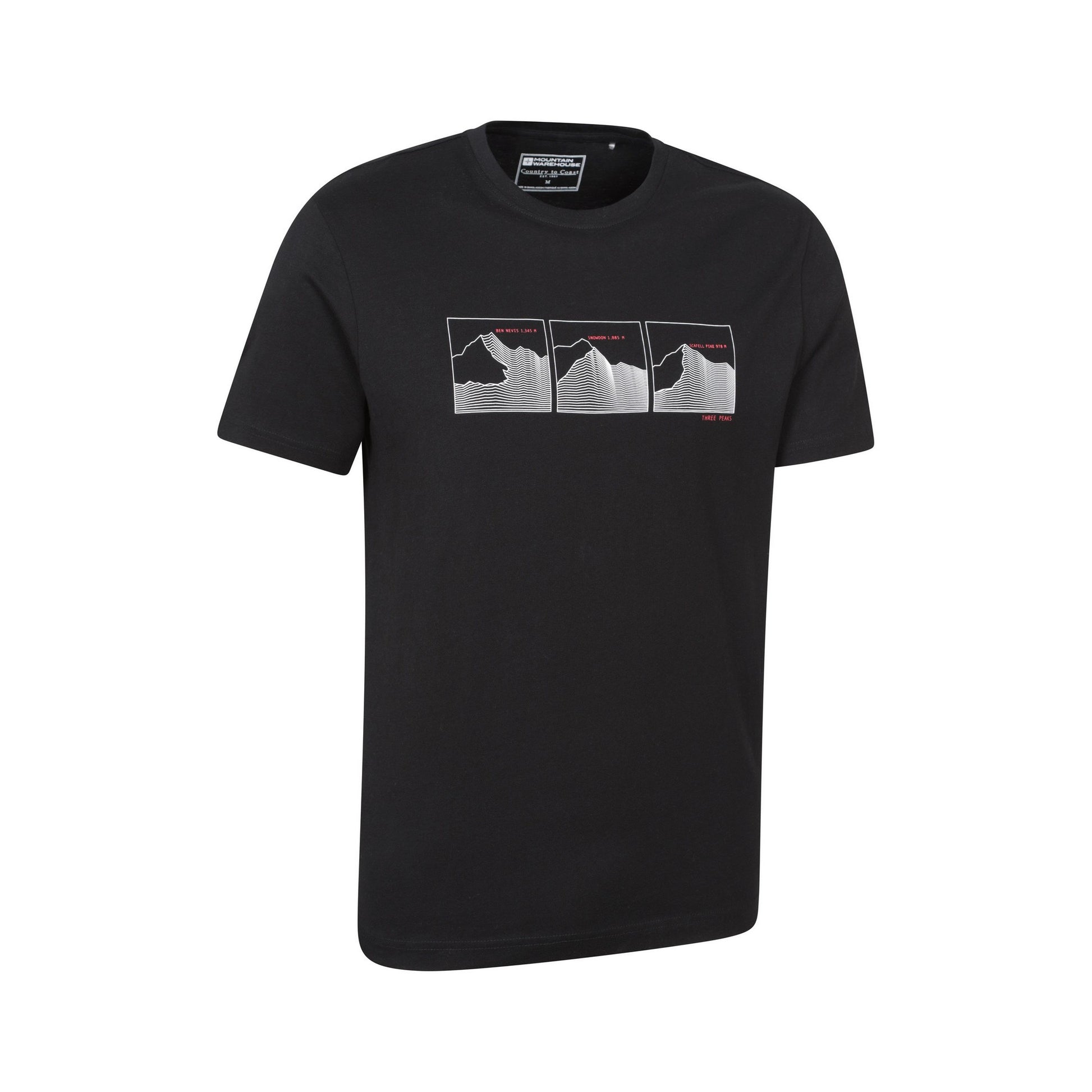 Jet Black - Side - Mountain Warehouse Mens Mountain Peaks T-Shirt