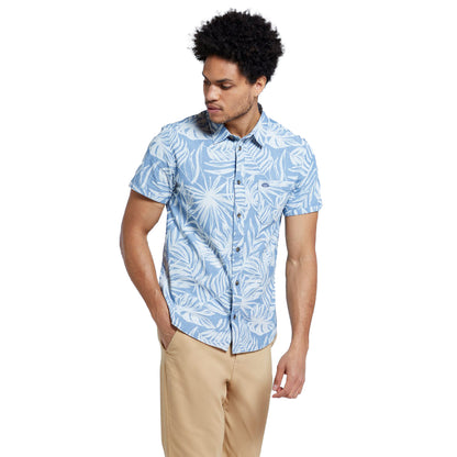 Blue - Side - Animal Mens Jamie Hibiscus Organic Shirt