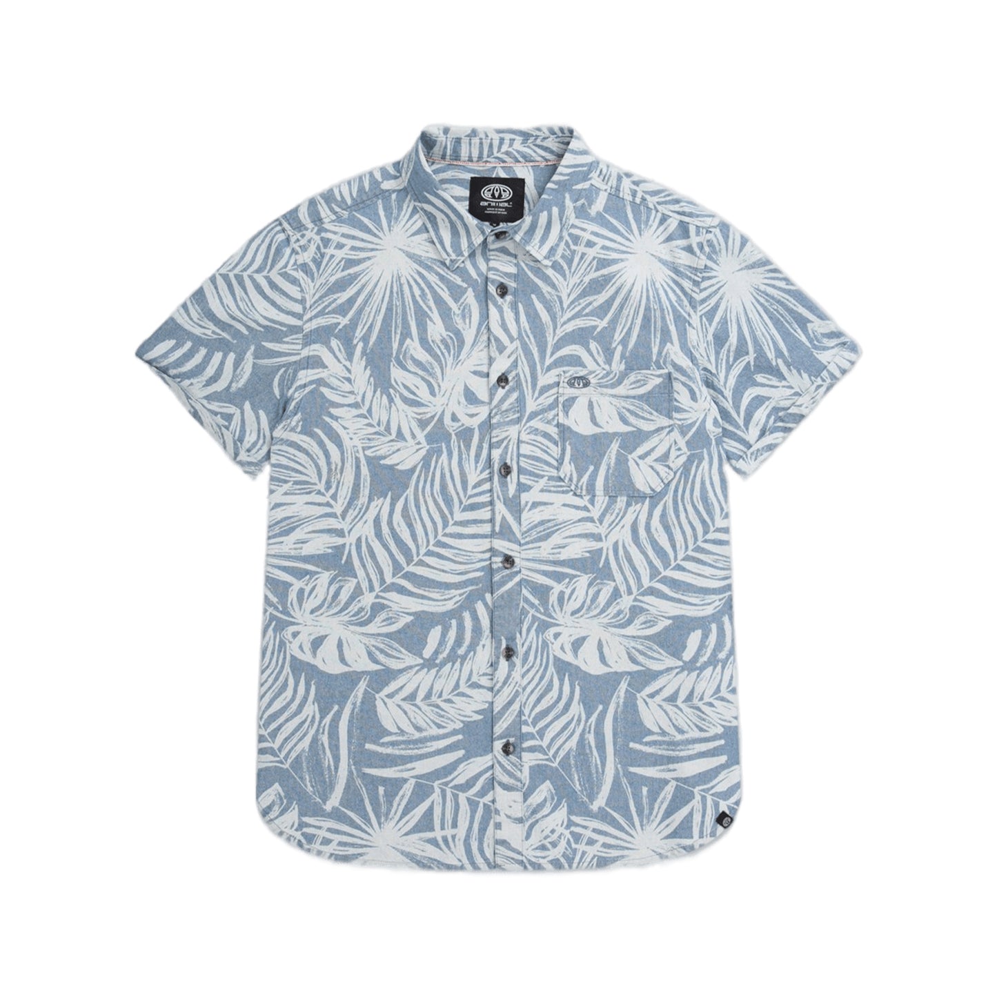 Blue - Front - Animal Mens Jamie Hibiscus Organic Shirt