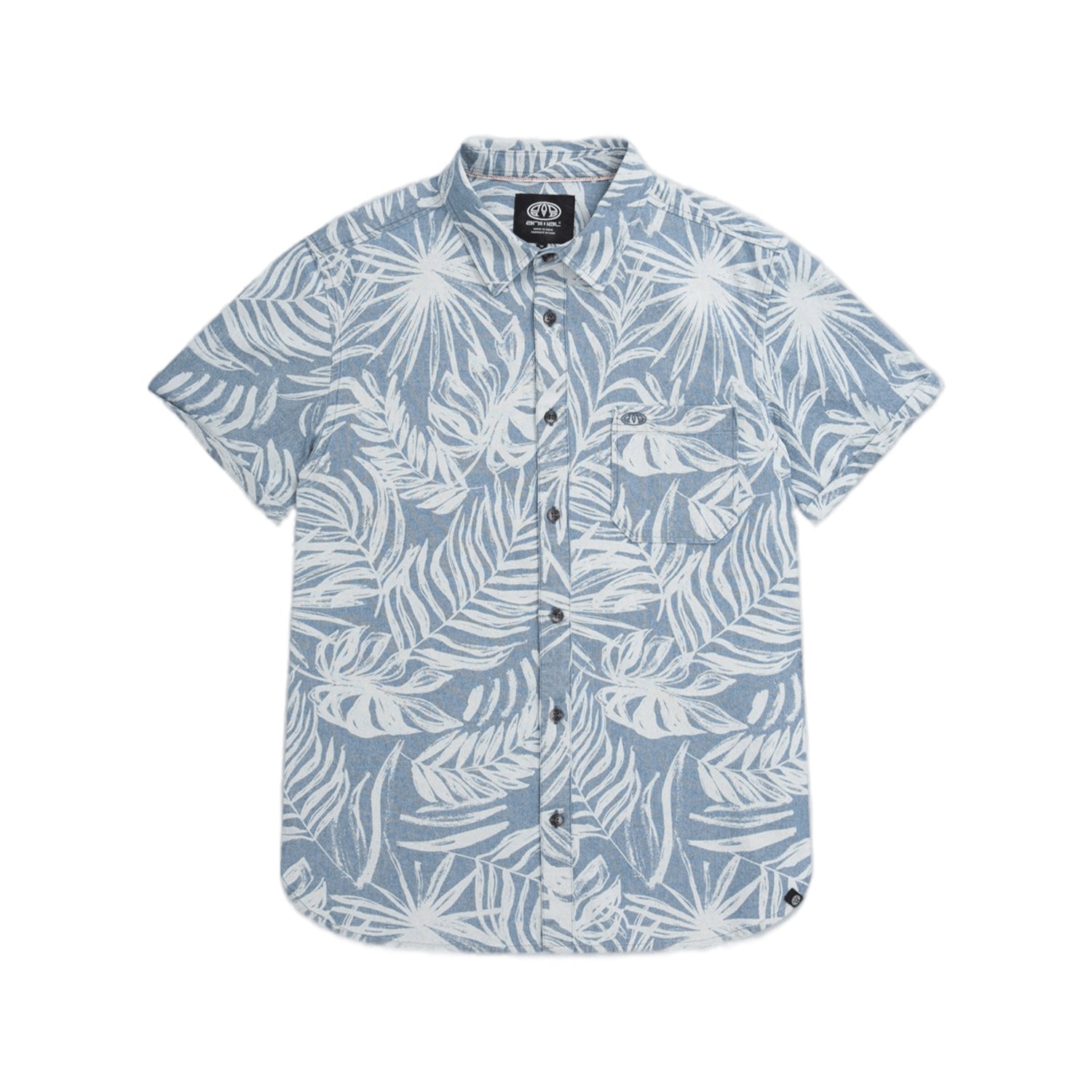Blue - Front - Animal Mens Jamie Hibiscus Organic Shirt