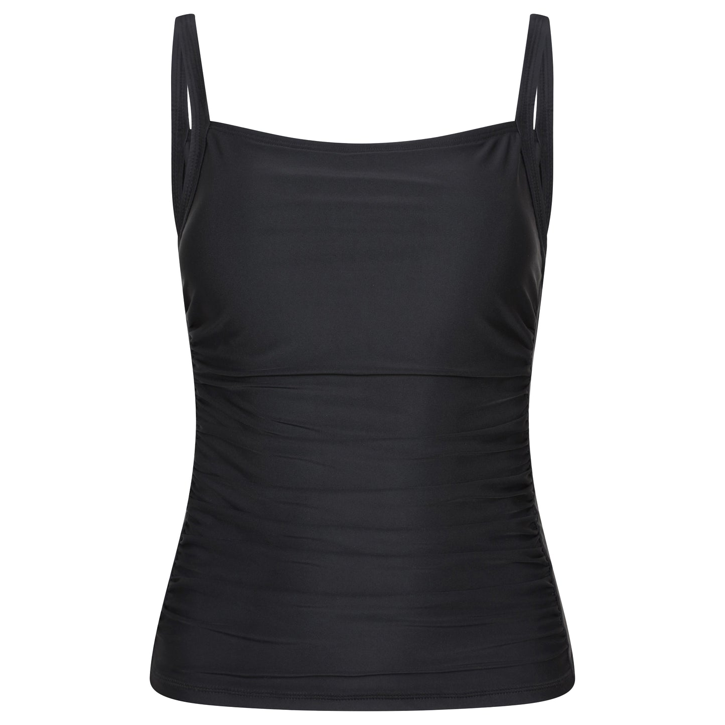 Black - Front - Mountain Warehouse Womens-Ladies Plain Tummy Control Tankini Top