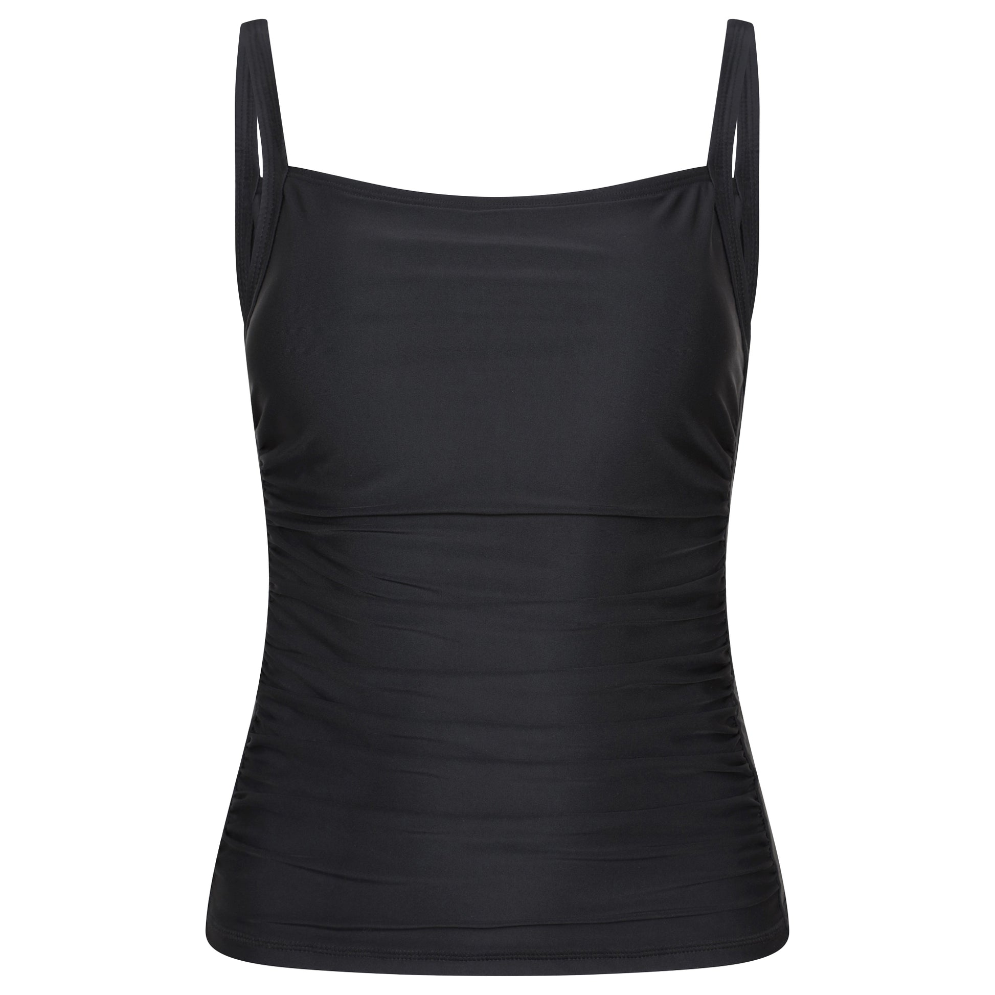 Black - Front - Mountain Warehouse Womens-Ladies Plain Tummy Control Tankini Top