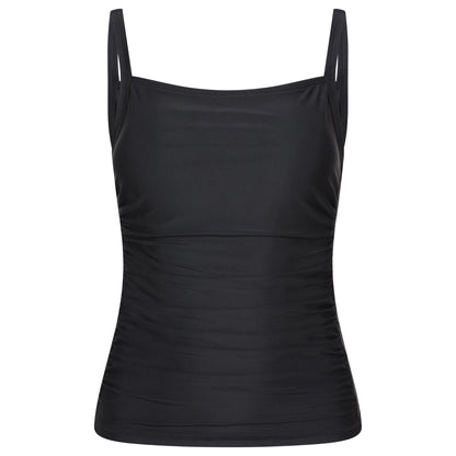 Black - Front - Mountain Warehouse Womens-Ladies Plain Tummy Control Tankini Top