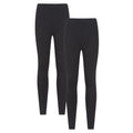 Jet Black - Front - Mountain Warehouse Womens-Ladies Cotton Blend Leggings (Pack of 2)