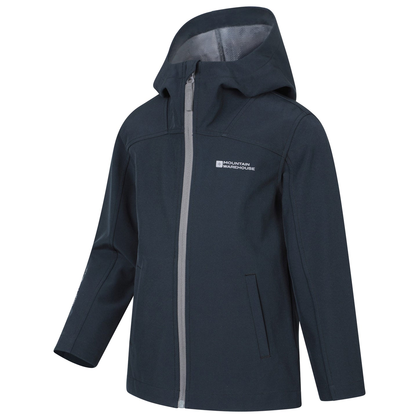 Black - Side - Mountain Warehouse Childrens-Kids Retreat Lightweight Soft Shell Jacket