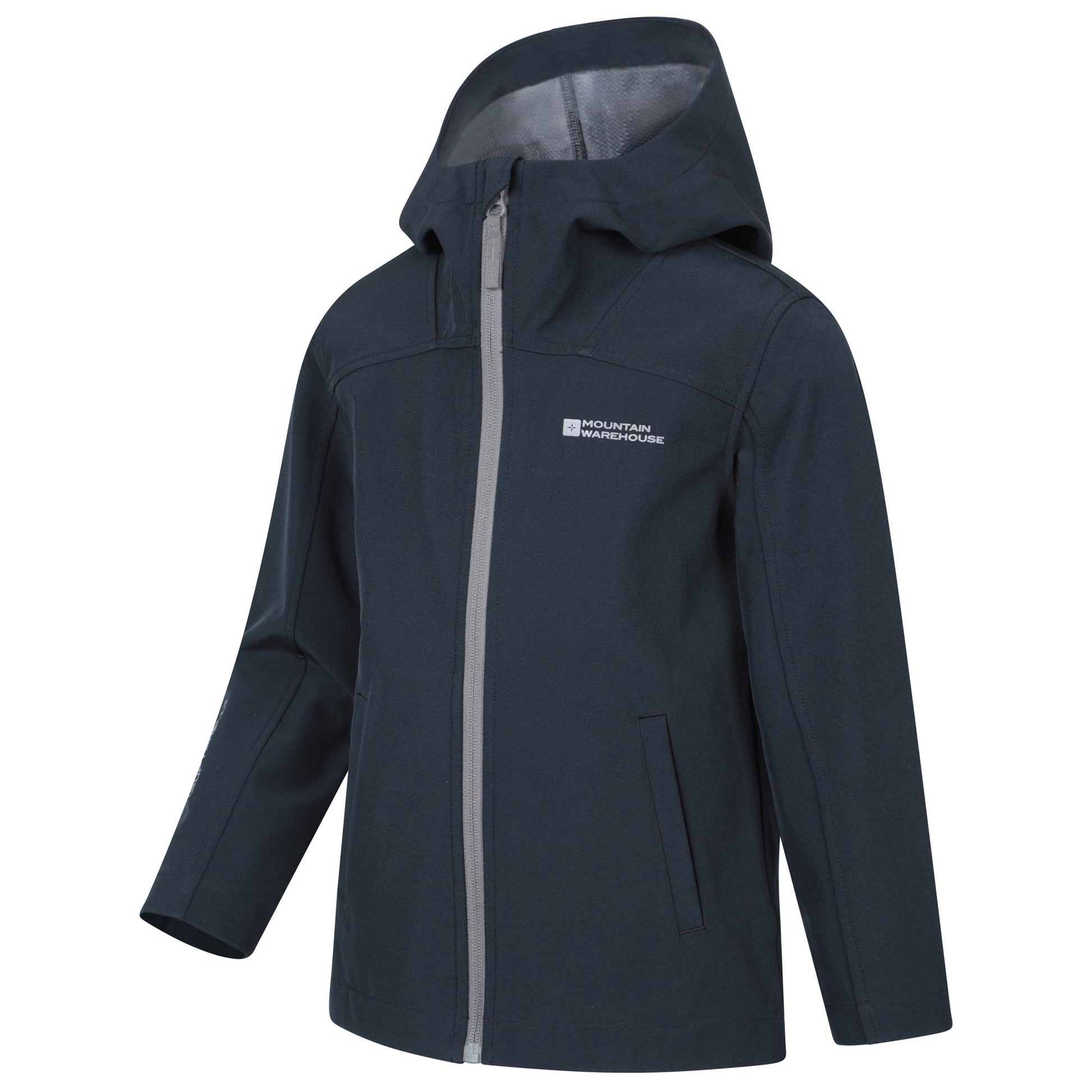 Black - Side - Mountain Warehouse Childrens-Kids Retreat Lightweight Soft Shell Jacket