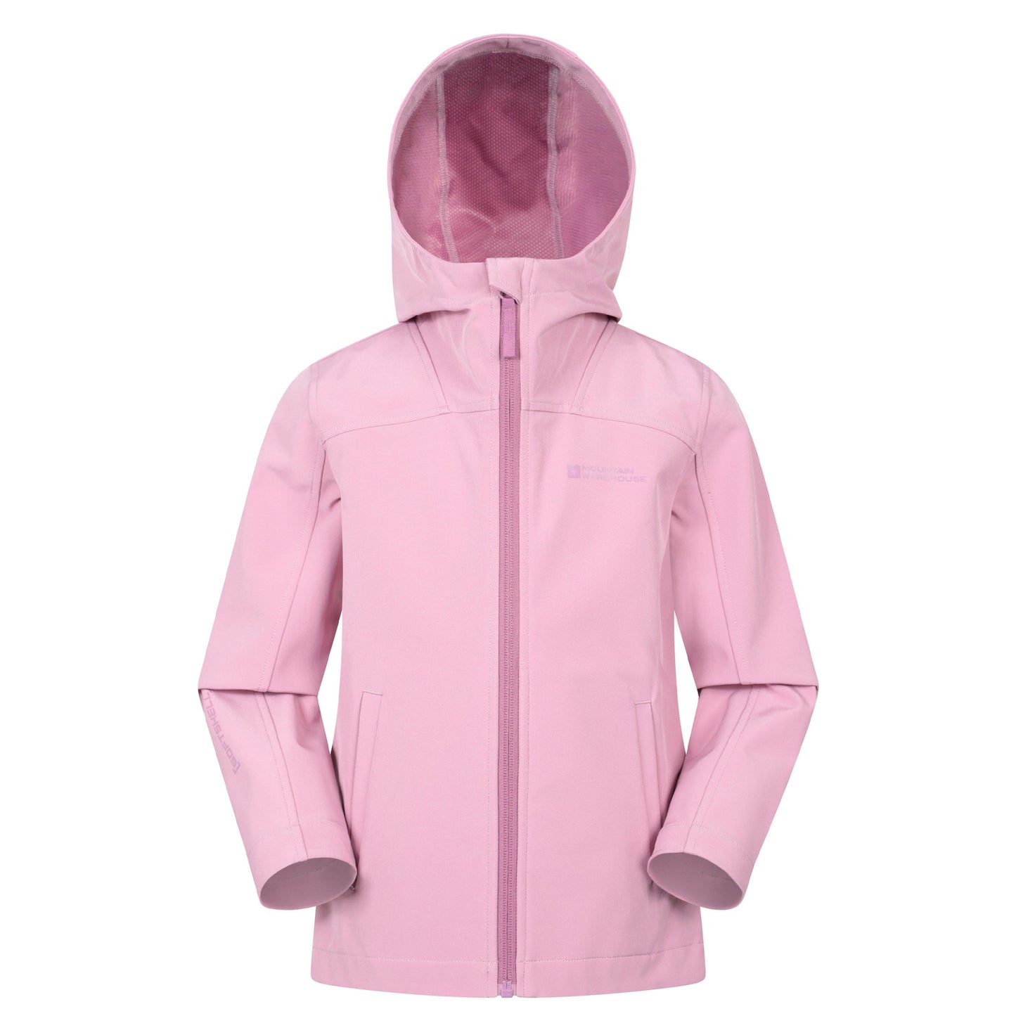 Dark Pink - Front - Mountain Warehouse Childrens-Kids Retreat Lightweight Soft Shell Jacket