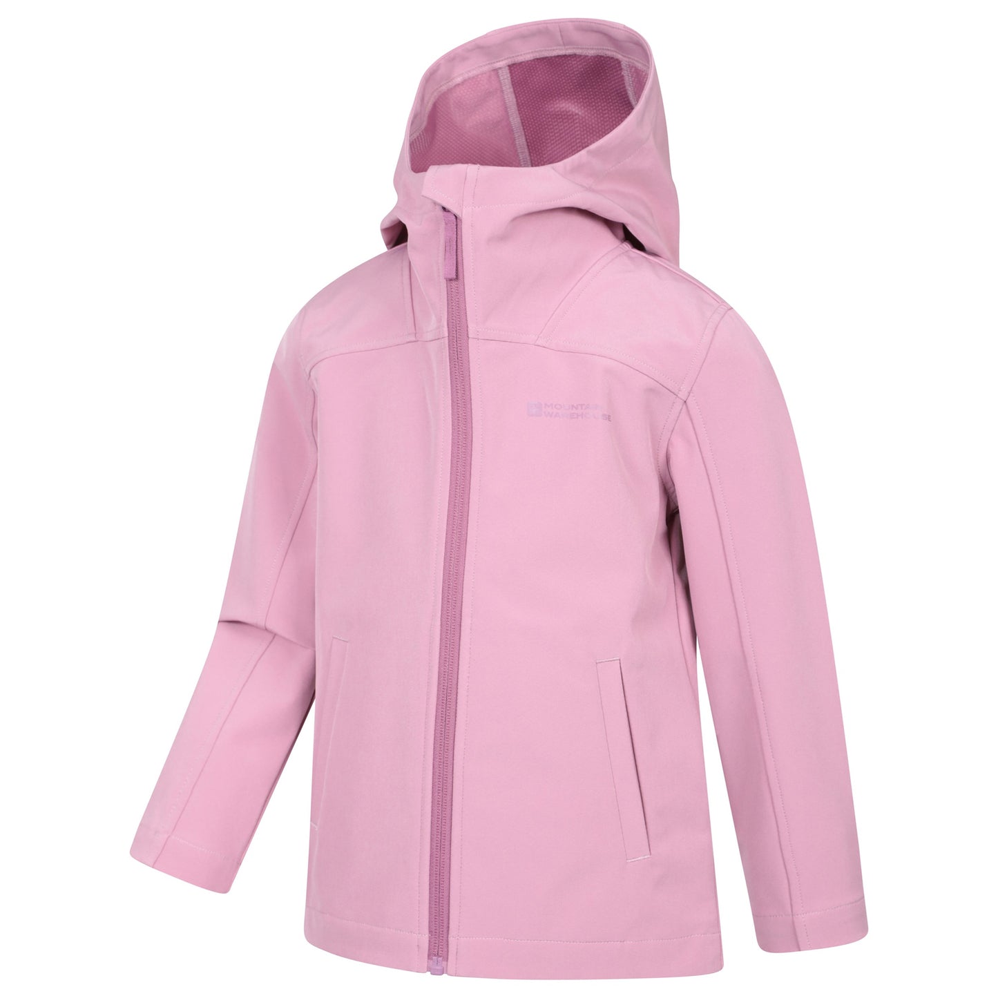 Dark Pink - Side - Mountain Warehouse Childrens-Kids Retreat Lightweight Soft Shell Jacket
