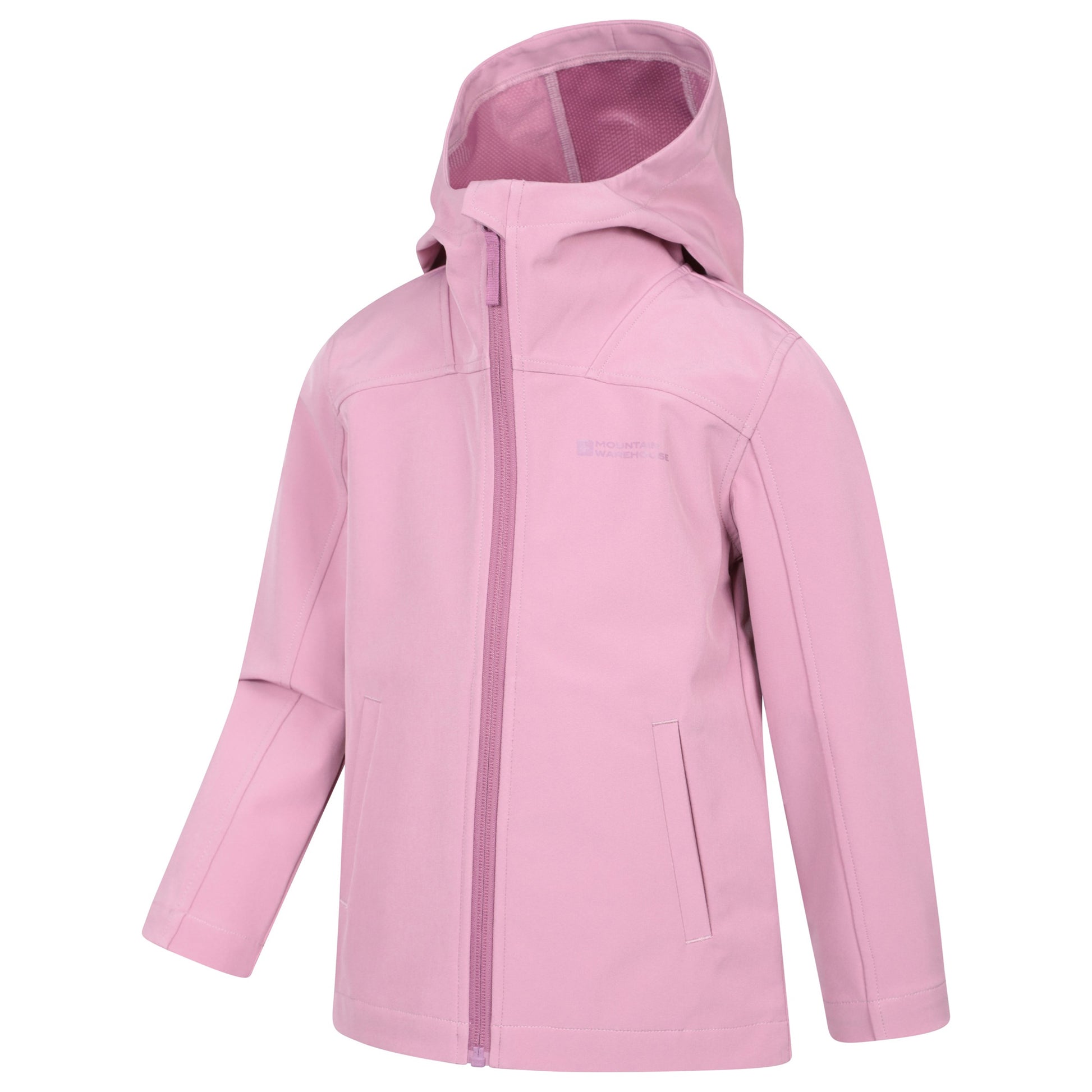 Dark Pink - Side - Mountain Warehouse Childrens-Kids Retreat Lightweight Soft Shell Jacket