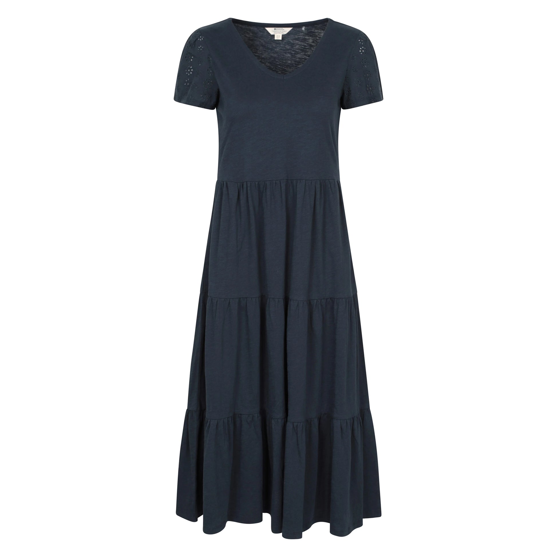 Navy - Front - Mountain Warehouse Womens-Ladies Malaga Tiered Broderie Sleeve Dress