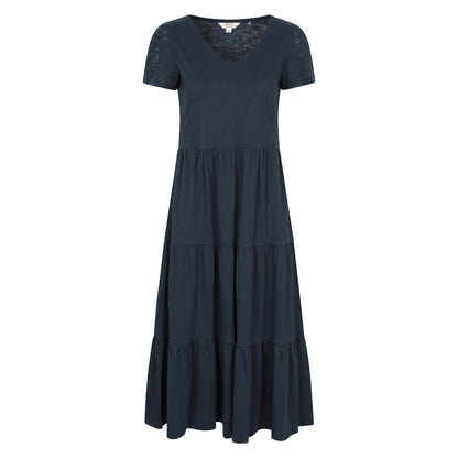 Navy - Front - Mountain Warehouse Womens-Ladies Malaga Tiered Broderie Sleeve Dress