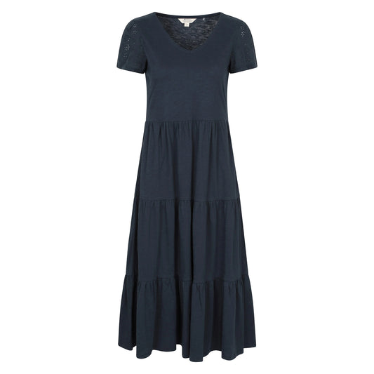 Navy - Front - Mountain Warehouse Womens-Ladies Malaga Tiered Broderie Sleeve Dress