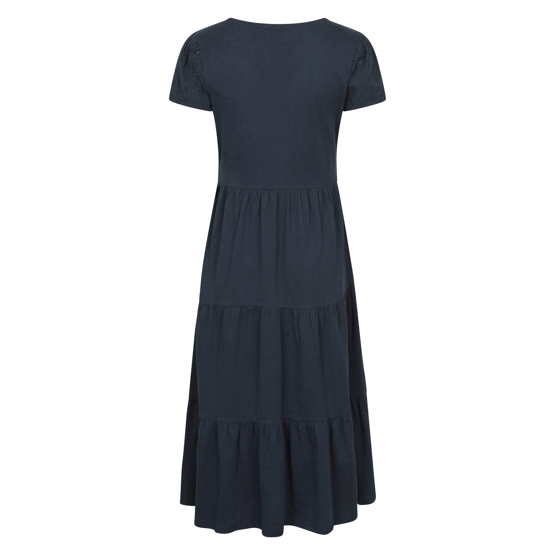 Navy - Back - Mountain Warehouse Womens-Ladies Malaga Tiered Broderie Sleeve Dress